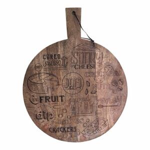 Mud Pie Mango Wood Charcuterie Board 16” x 20” Round Serving Board Engraved